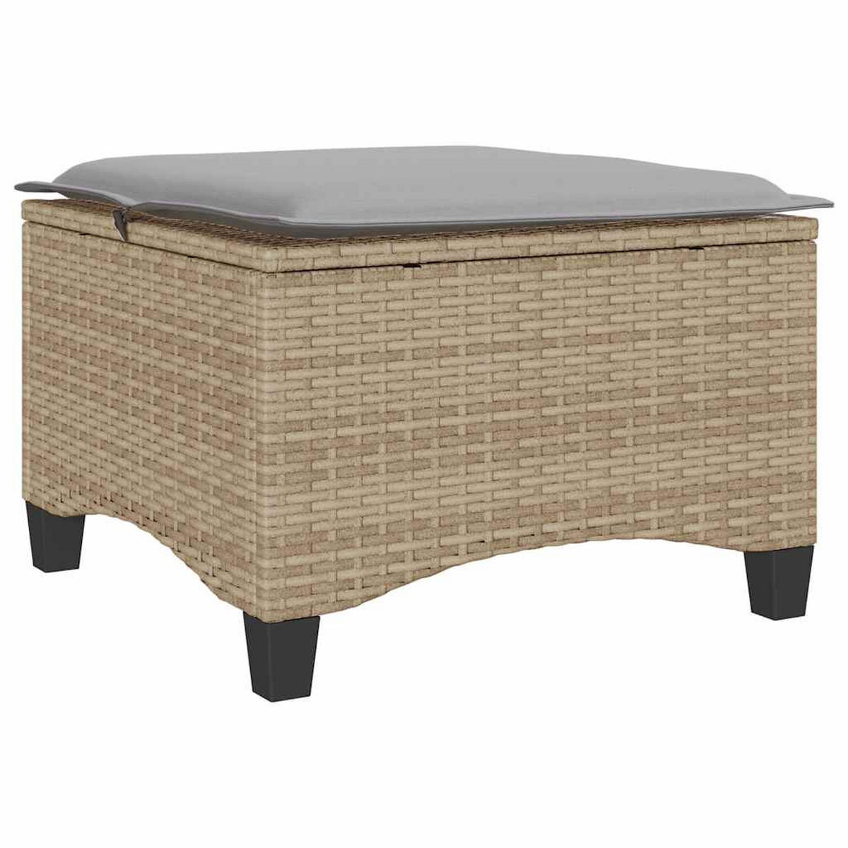 GARTENHOCKER Mit Kissen 2 Stk. Beige 55/55/36 Cm Poly Rattan - Beige, Kunststoff (55/36/55cm) - vidaXL