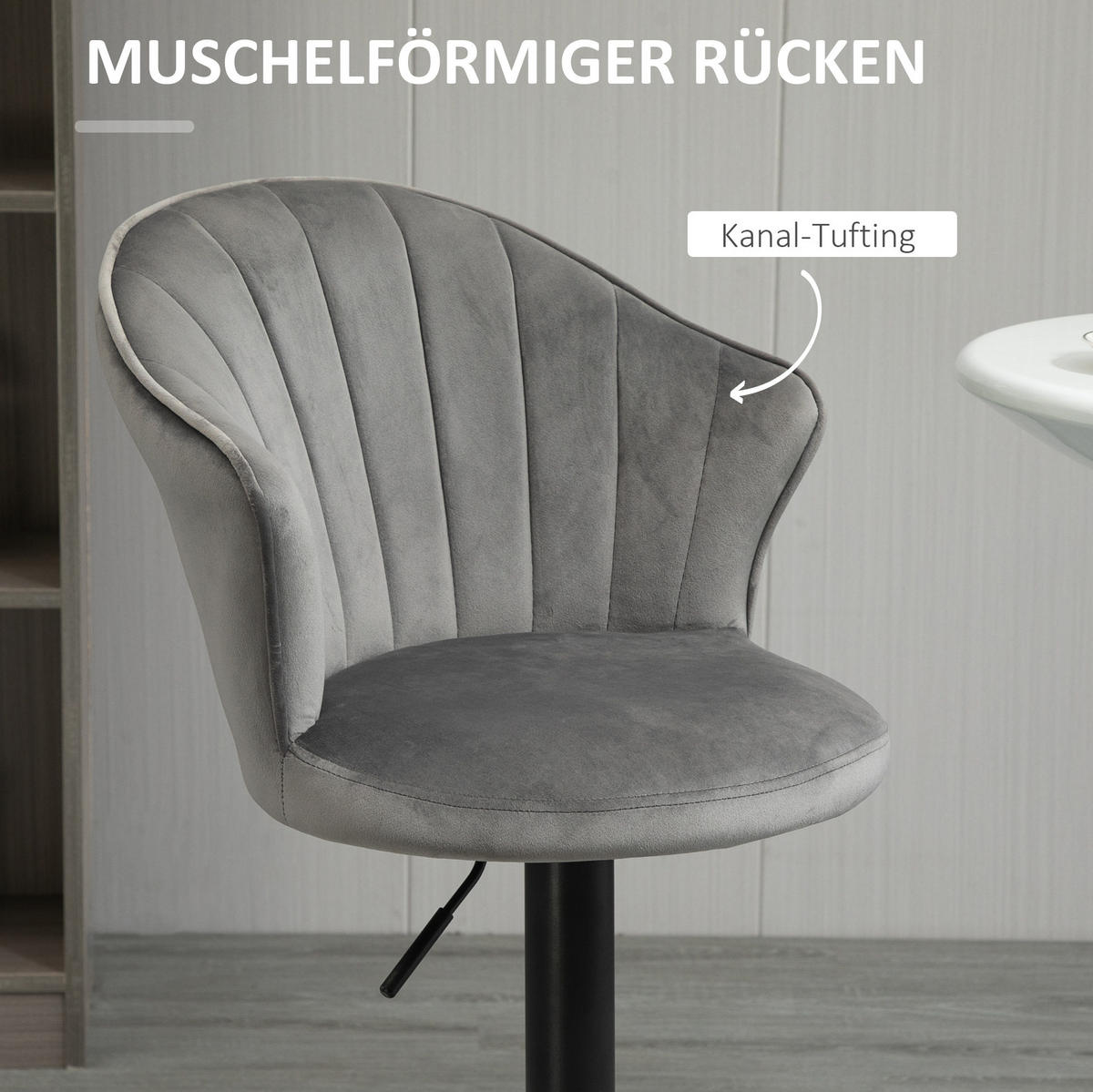 BARHOCKER 2er-Set höhenverstellbar drehbar Grau 54 x 56 x 91-111 cm - Grau, Metall (56/111/54cm) - Meubliv