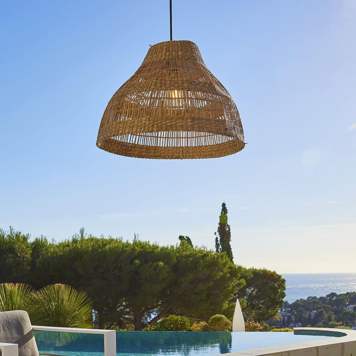 MERIDA H34CM 5M netzbetriebene Pendelleuchte - Beige, Naturmaterialien (48/48/33cm) - Lumisky