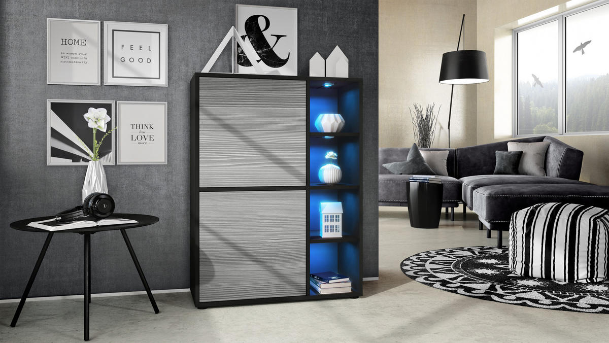 HIGHBOARD Cuba Türen in Avola-Anthrazit - Anthrazit, Holzwerkstoff (79/105.5/35.5cm) - Vladon