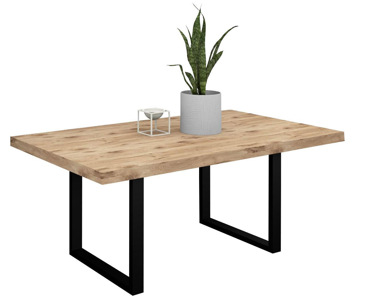 ESSTISCH Elgin 3 210x80x100 Metall+Holzwerkstoff Schwarz/Viking Oak - Eichefarben/Schwarz, Holzwerkstoff (210/100/80cm) - 58aufmkessel