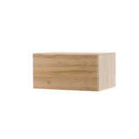 LOWBOARD M14 Schwarz Hochglanz & Grandson Oak hell 70/35/48 cm schmal hängend - Eichefarben, Holzwerkstoff (70/35/48cm) - Livojo