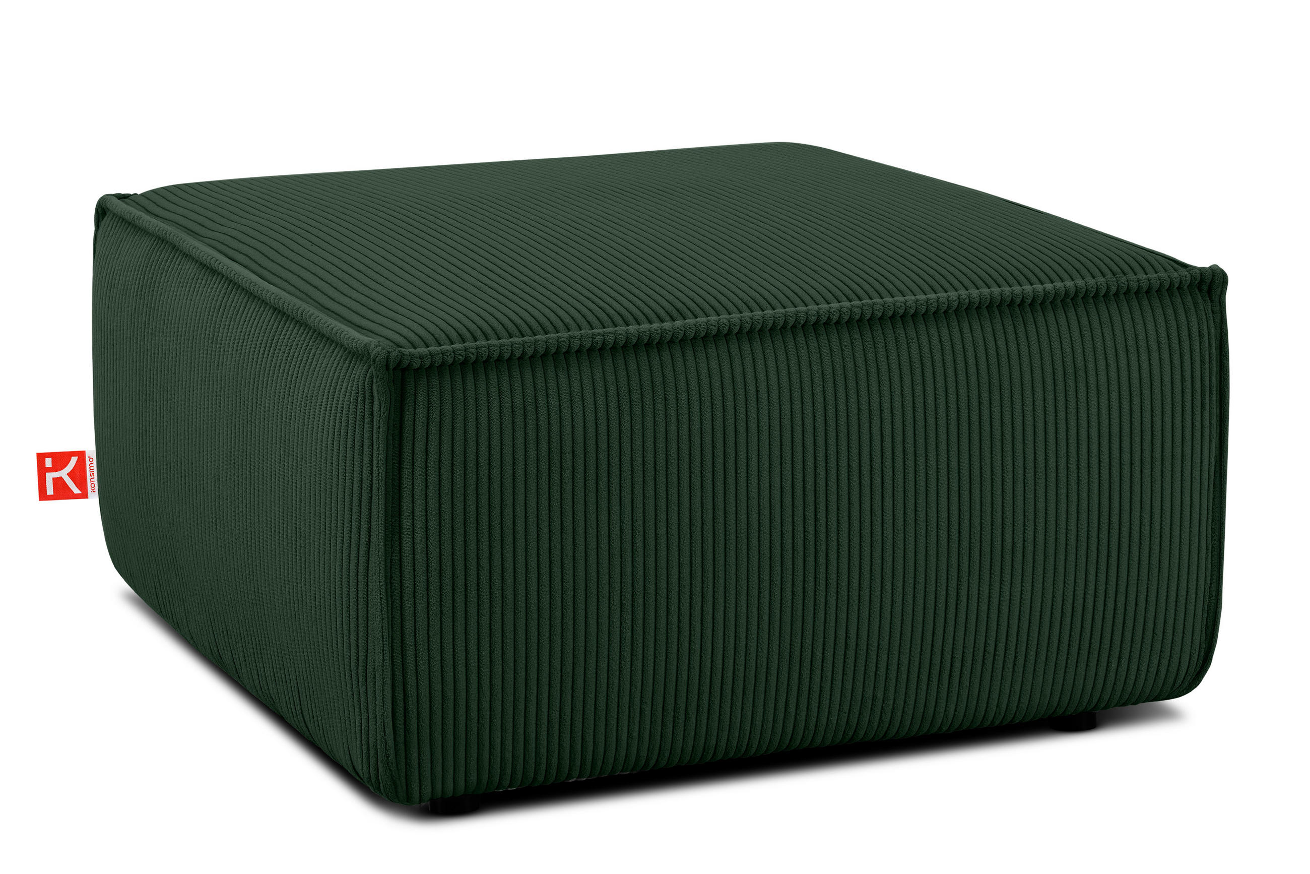 SITZPOUF NAPI gefederte Sitzfläche, dunkelgrün - Dunkelgrün/Schwarz, Textil (83/45/83cm) - KONSIMO®