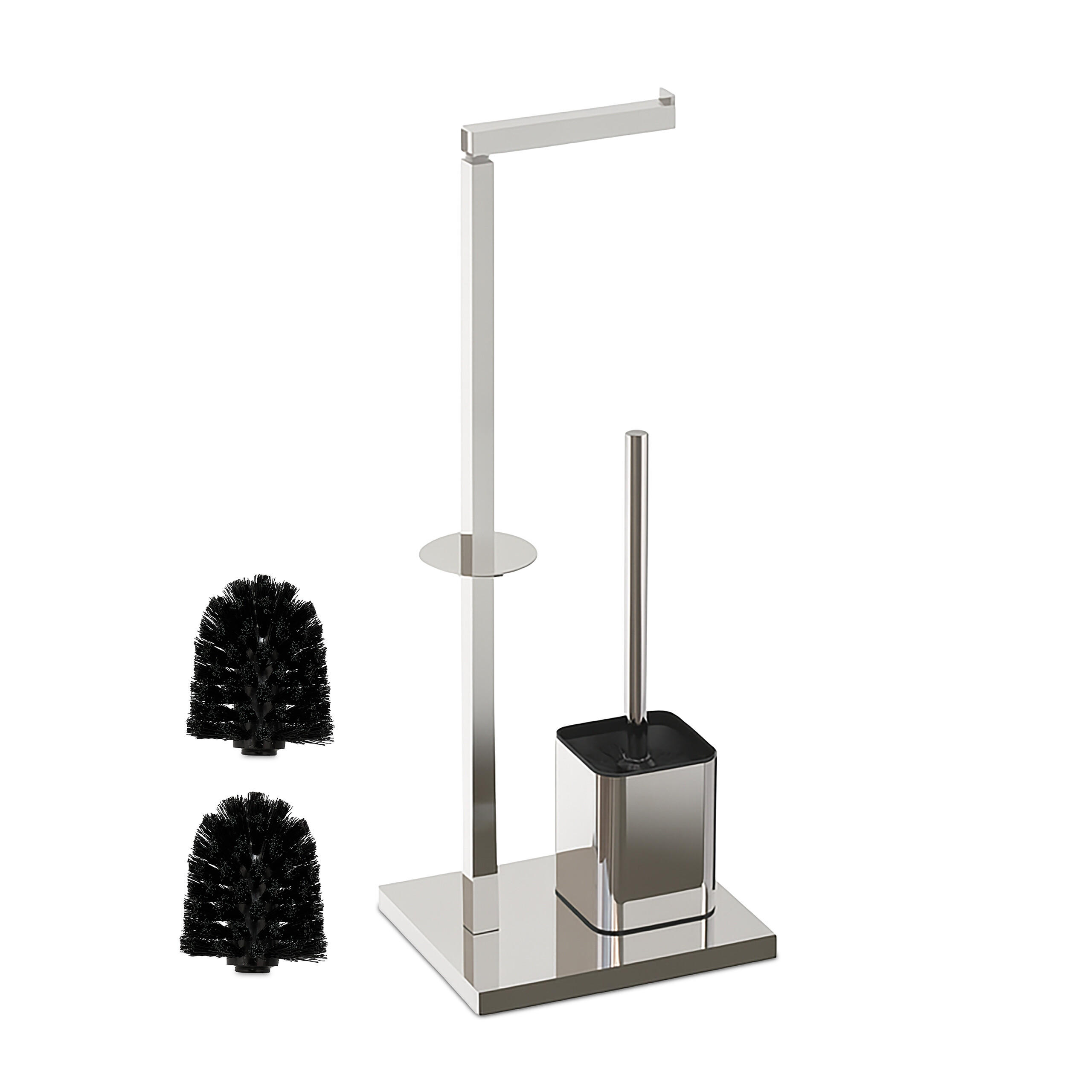WC Garnitur - Silberfarben, Kunststoff/Metall (19.8/67.5/15.6cm) - Relaxdays