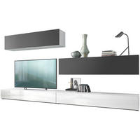 WOHNWAND Nublo Klappen in Schwarz matt - Schwarz, Holzwerkstoff (279/147/39cm) - Vladon