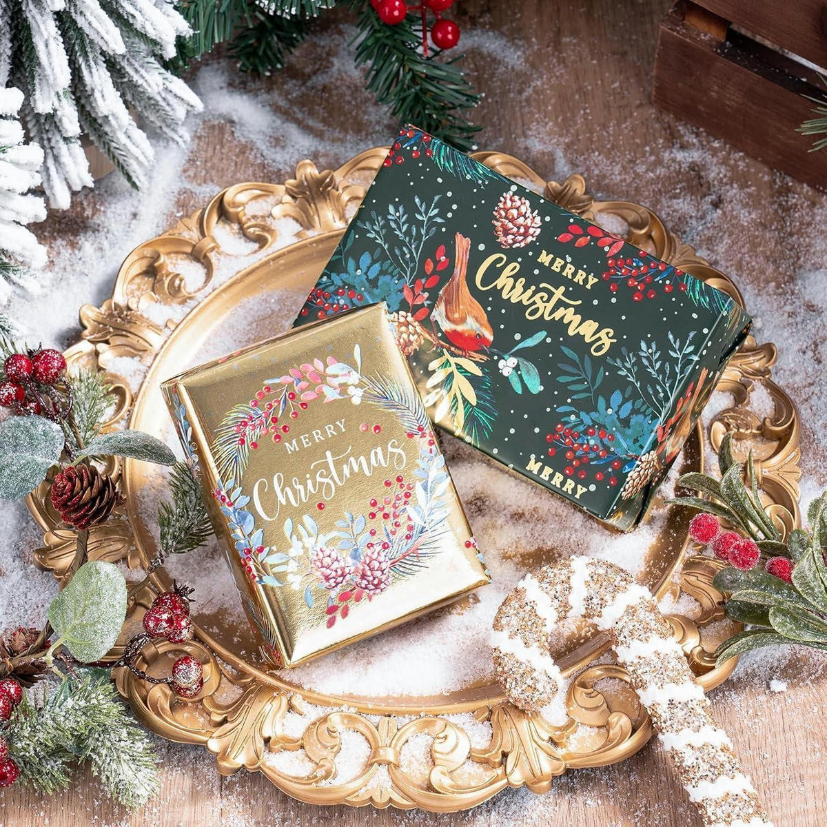 GESCHENKPAPIER 3er-Set 43,2 cm x 3 m mit Weihnachtsmotiv - Multicolor, Papier (4/44/10cm)