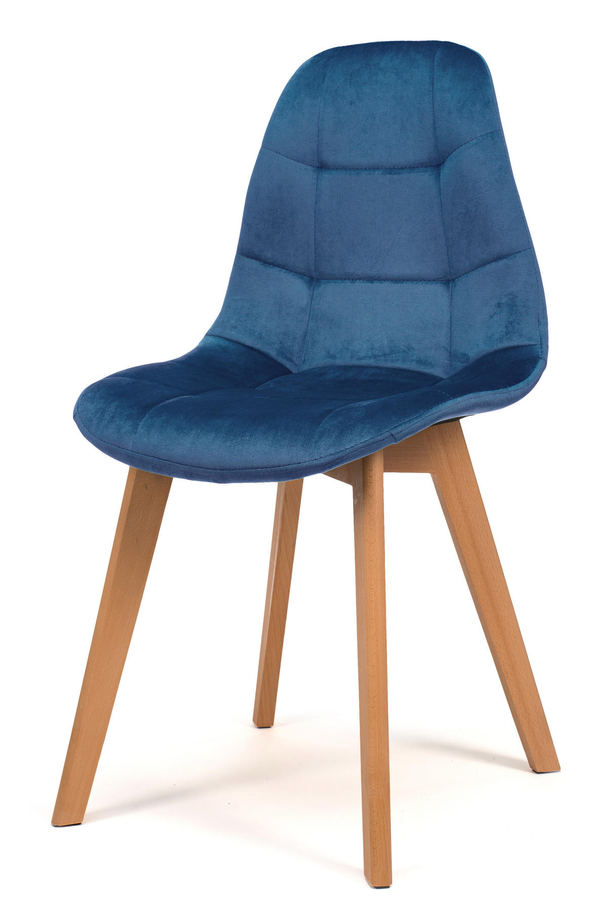 STUHL VEGAS im skandinavischen Stil - marineblau - Samt Velours - Dunkelblau/Naturfarben, Holz/Kunststoff (47/86/42cm) - NEW HOME