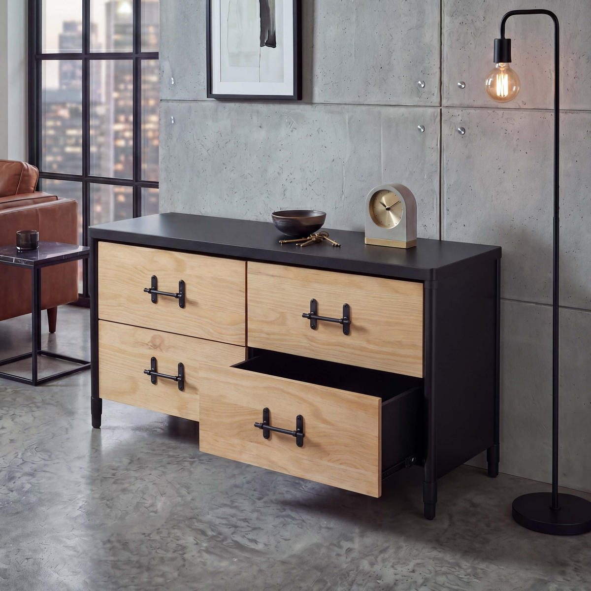 KOMMODE Hellbraun - Hellbraun, Holz (120/60/40cm) - MCW
