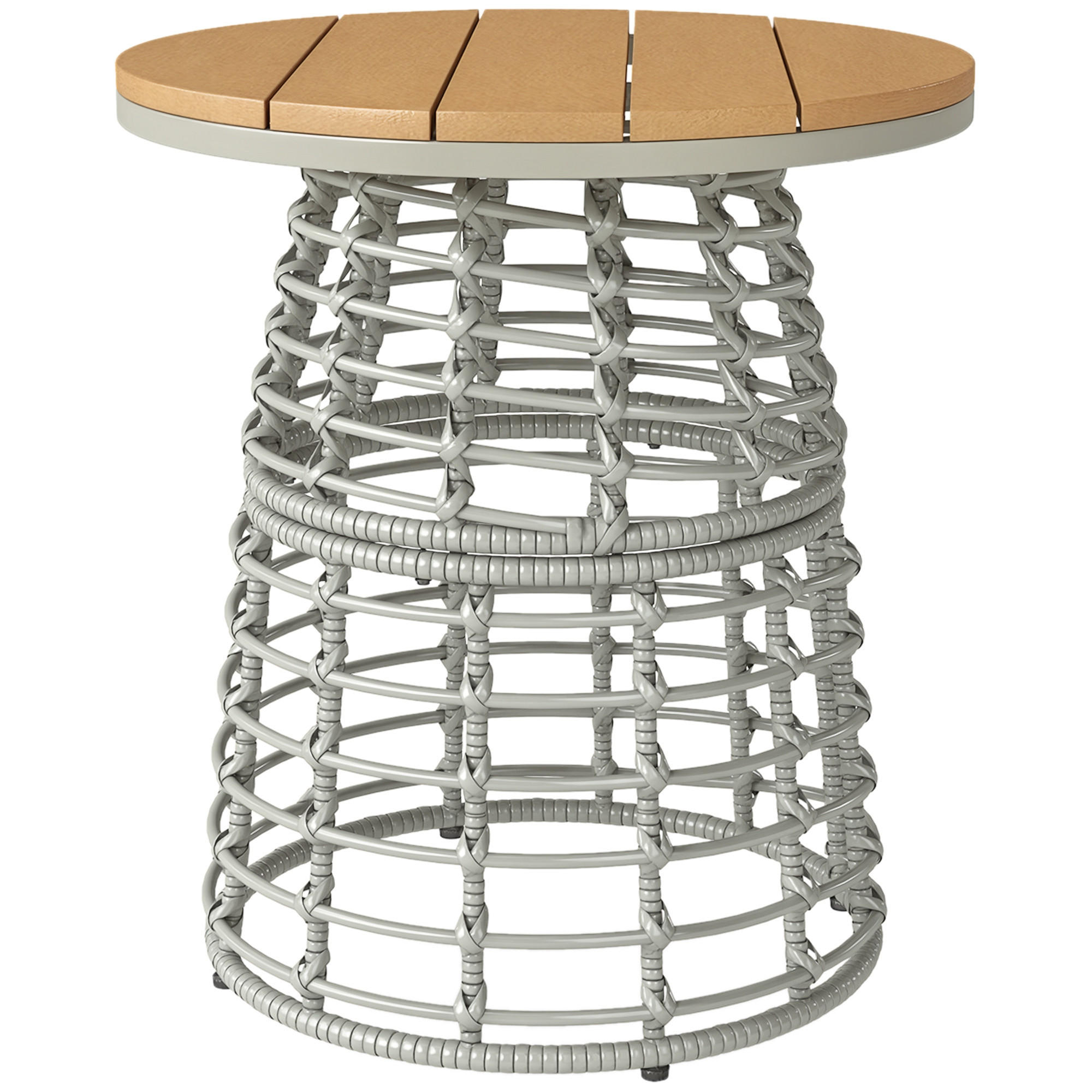 GARTENBEISTELLTISCH DE-13611 rund mit Composite-Platte, PE-Rattanoptik Grau - Grau, Kunststoff/Metall (45/45/50cm) - ComfortXL