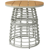 GARTENBEISTELLTISCH DE-13611 rund mit Composite-Platte, PE-Rattanoptik Grau - Grau, Kunststoff/Metall (45/45/50cm) - ComfortXL