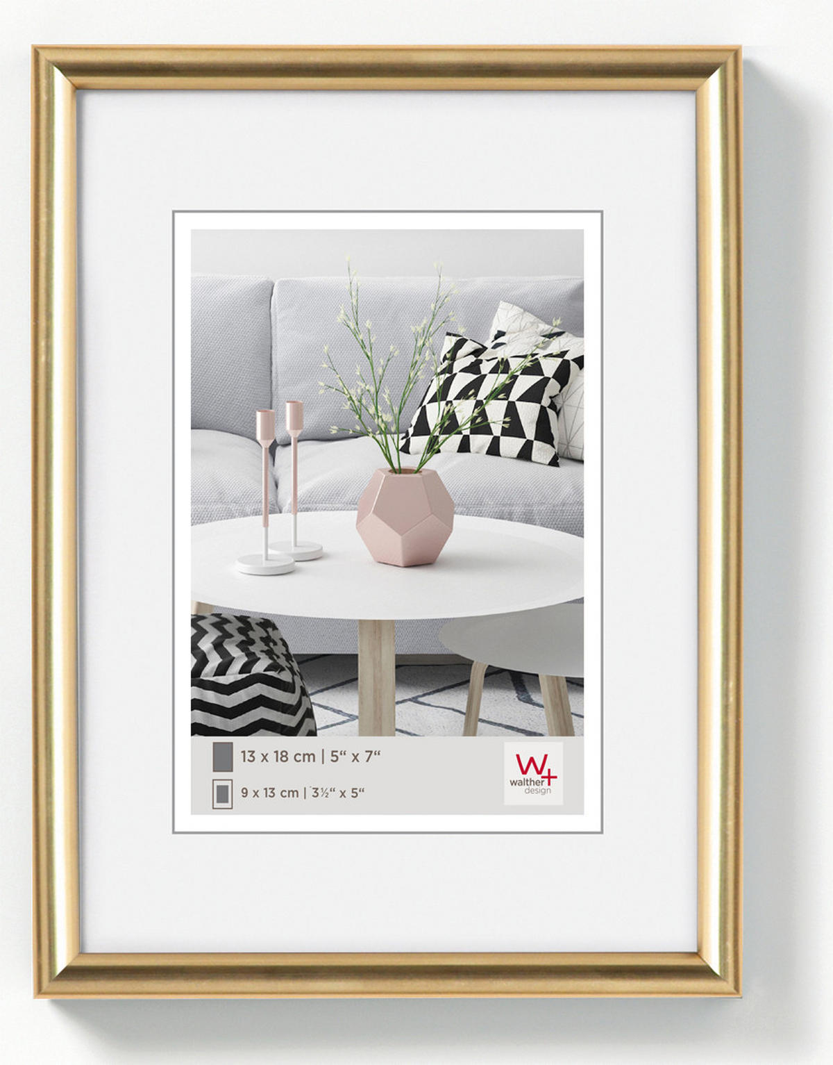 BILDERRAHMEN Galeria Kst.Rahmen 9x13 cm GOLD - Goldfarben, Kunststoff (10/14/1.9cm) - walther design