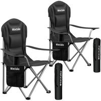 CAMPINGSTUHL 2er Set gepolstert Mtx,88,5 x 55 x 103 cm, Belastbarkeit 120 kg,schwarz - Schwarz, Textil (88.5/103/55cm) - tectake