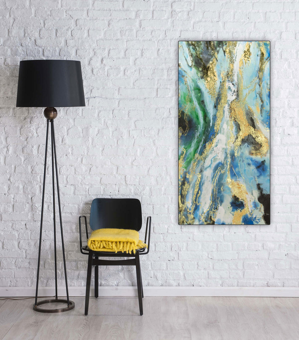ACRYLBILD HANDGEMALT 60/120 cm - Blau/Weiß, Holz/Textil (1.7/120cm) - KUNSTLOFT
