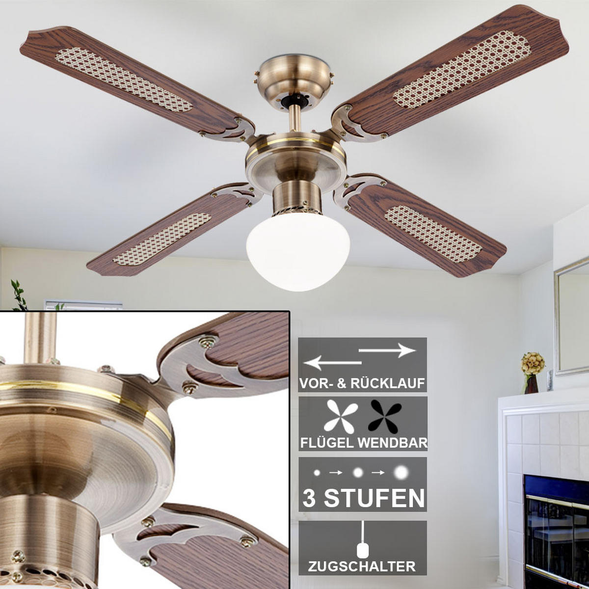 LED DECKENLEUCHTE Braun Holzoptik - Braun, Glas (106.6/106.6/41.5cm)