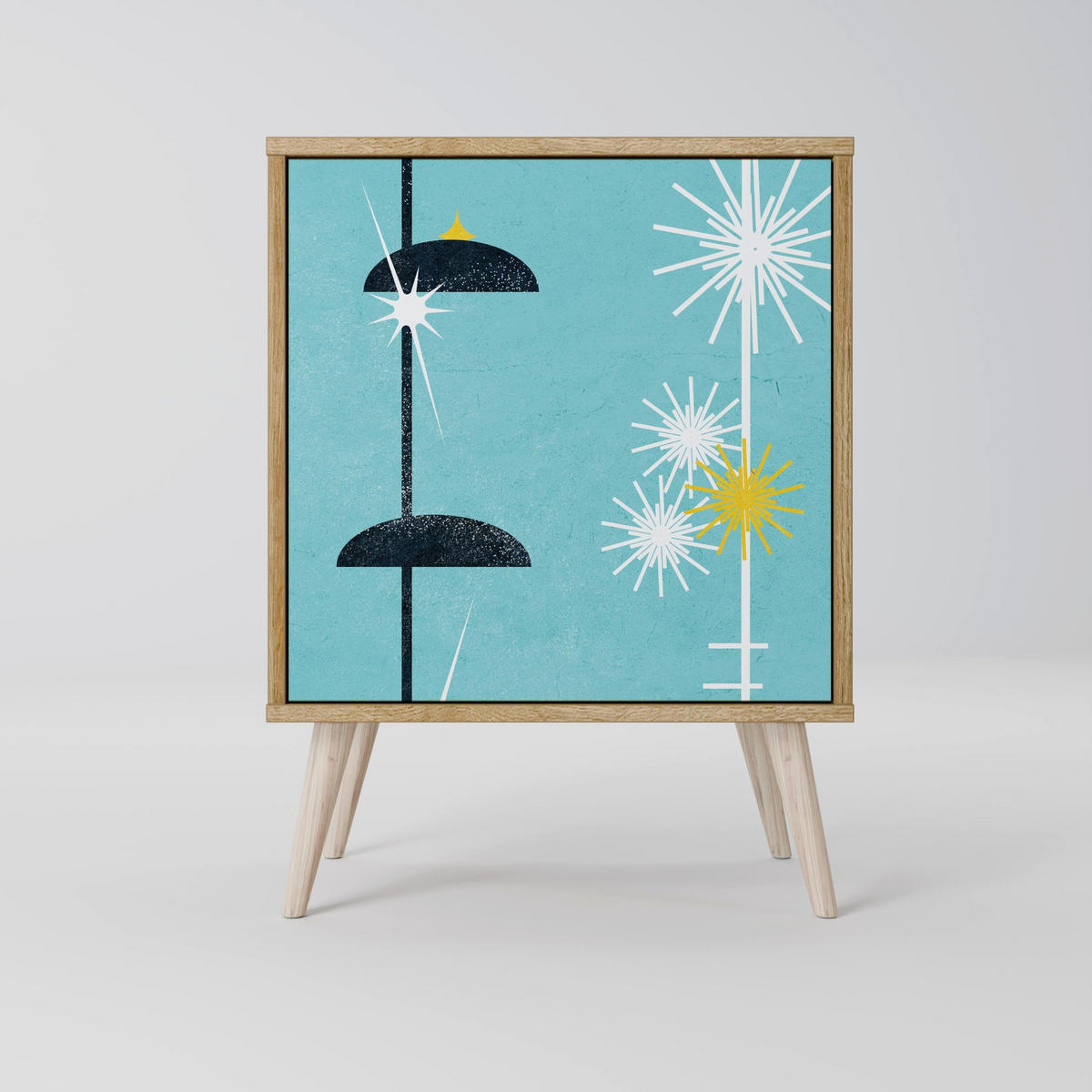 SIDEBOARD PATHS TO HAPPINESS, Grau, 57,5x42x57,5 cm, Ohne Füße - Multicolor/Grau, Holzwerkstoff (57.5/57.5/42cm) - SpaceRebels