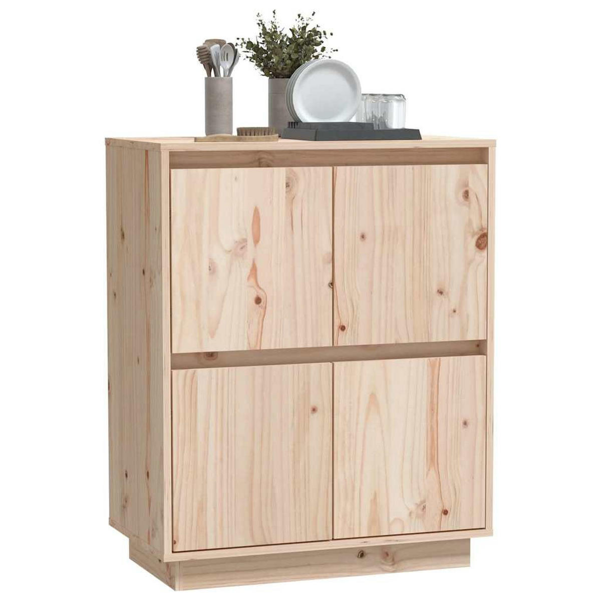 SIDEBOARD mit 4 Türen 60/34/75 cm aus Massivholz Kiefer - Naturfarben, Holz (60/75/34cm) - vidaXL