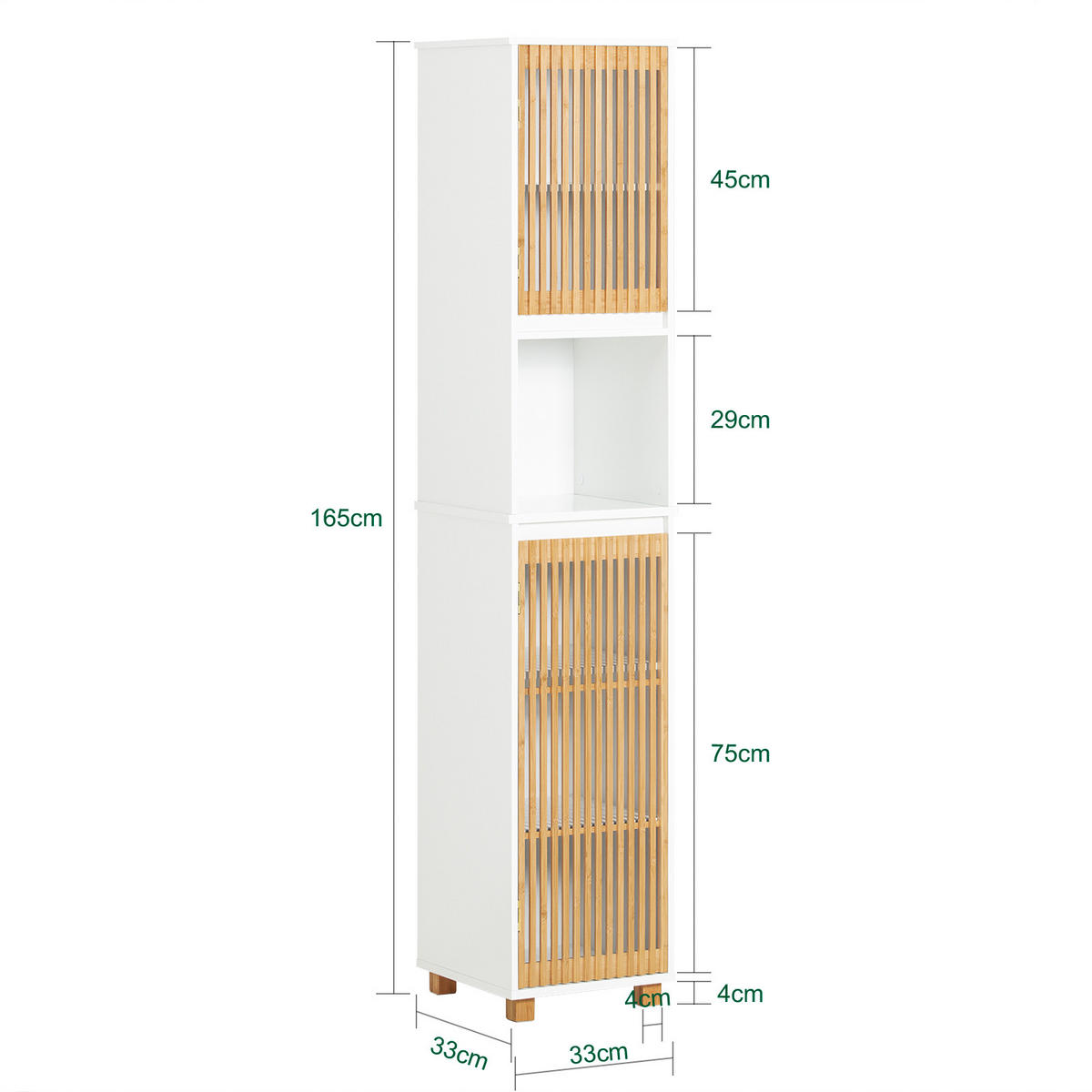 HOCHSCHRANK Weiß - Weiß/Naturfarben, Holz/Holzwerkstoff (33/165/33cm) - SoBuy