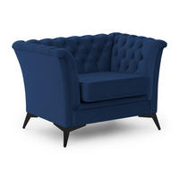 CHESTERFIELD-SESSEL Whitby Marineblau Samt mit schwarzen Füßen - Schwarz/Dunkelblau, Holz/Textil (116/78/82cm) - S-Style Möbel