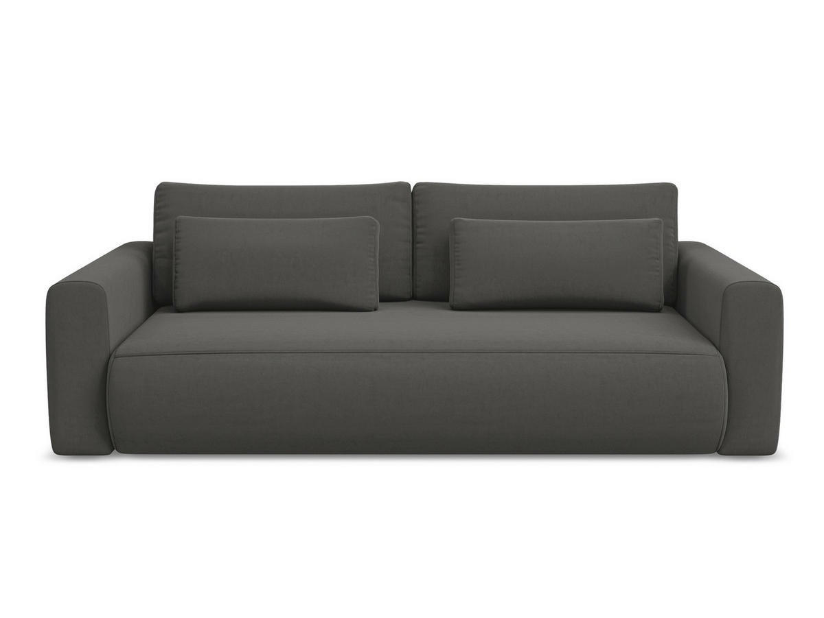 3-SITZER SOFA mit Schlaffunktion Samt Stoff Grau - Dunkelgrau/Schwarz, Kunststoff/Textil (238/82/105cm) - Makamii