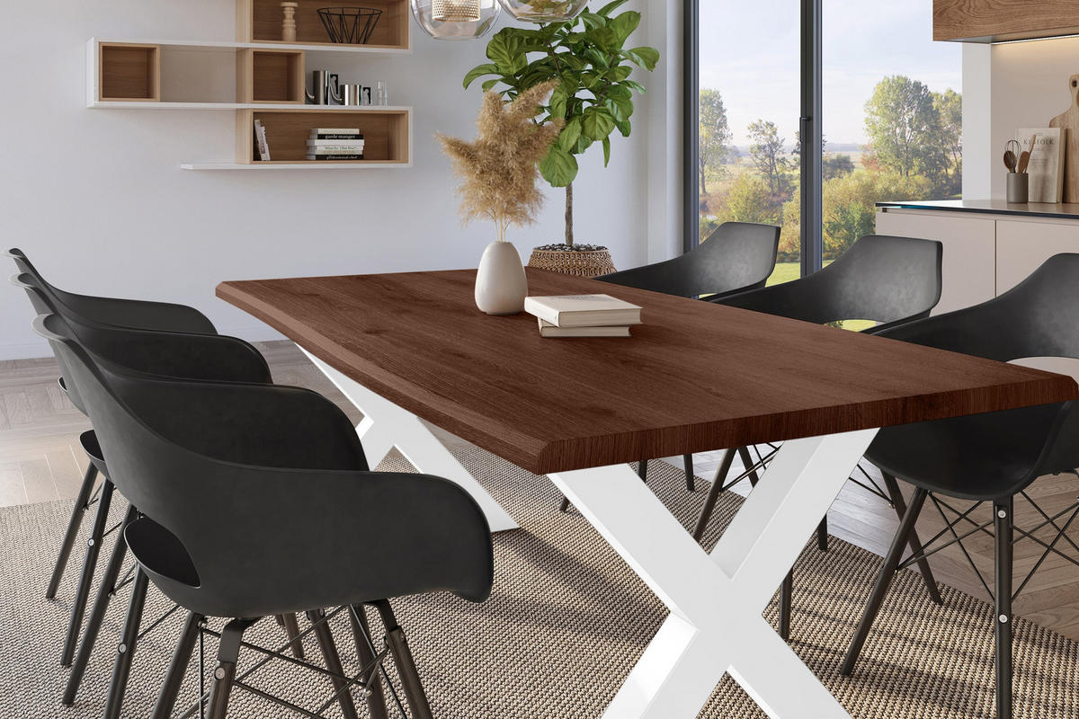 ESSTISCH JULIUS X - Nussbaumfarben/Weiß, Holz (100/240/77cm) - SAM