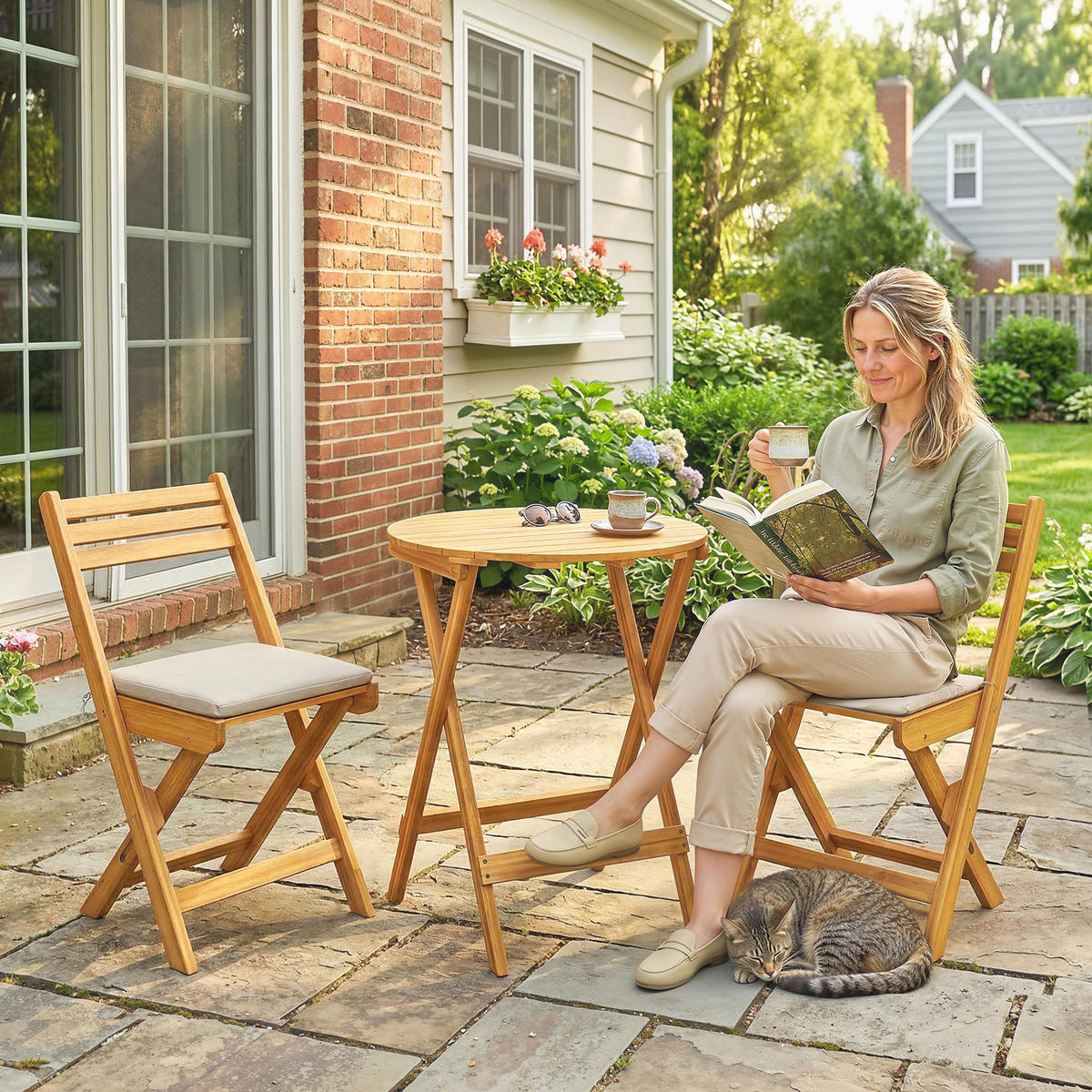 GARTEN-BEISTELLTISCHSET Naturholz 3 Stück - Beige, Kunststoff (60/60/75cm) - GiPP