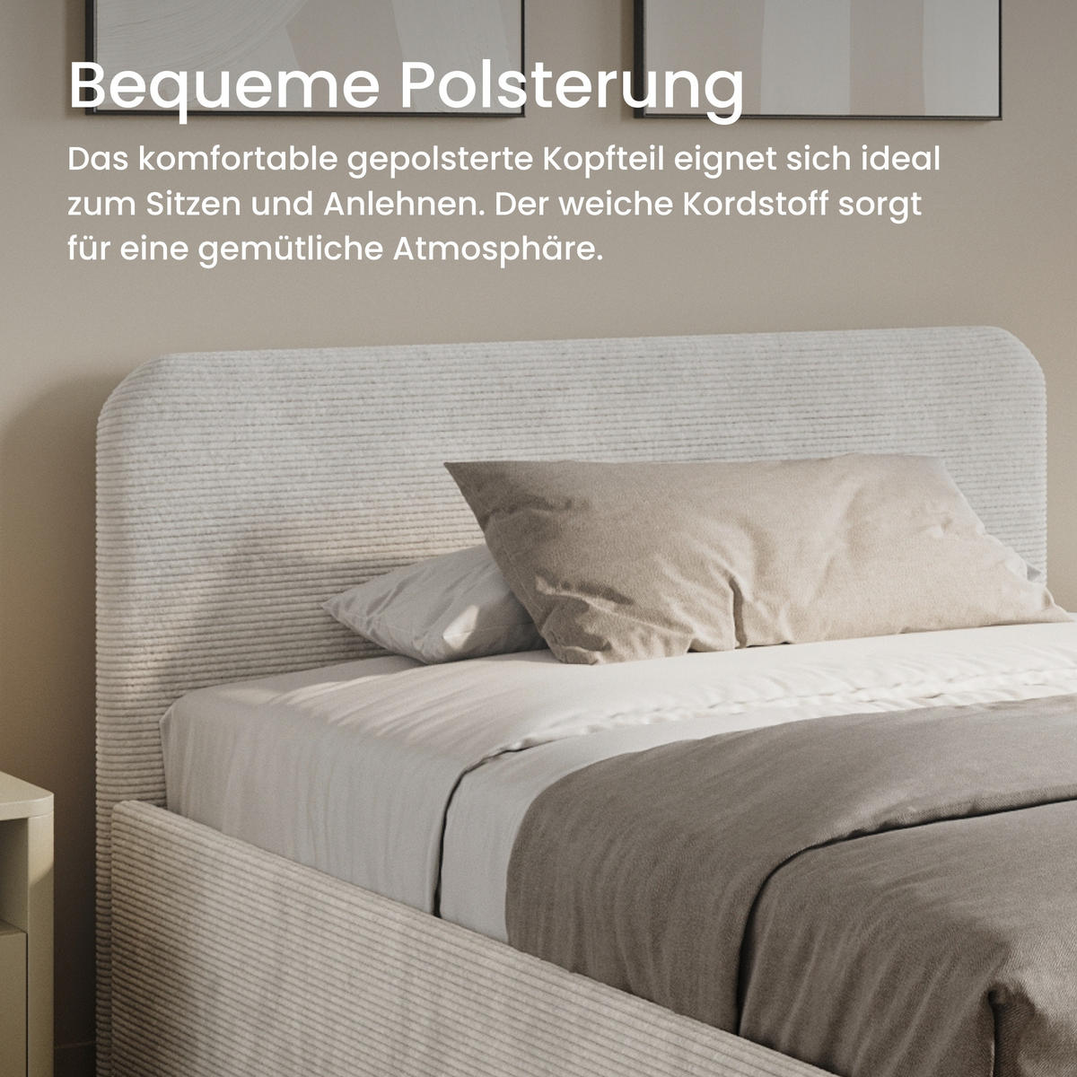 POSLTERBETT mit Bonnell-Matratze 120x200 cm in Hellbeige - Beige, Holzwerkstoff/Textil (120/200cm) - Home Collective