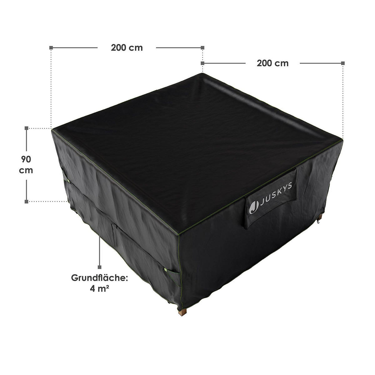GARTENMÖBELABDECKUNG CoverSafe Pro schwarz - Schwarz, Kunststoff (200/90/200cm) - Juskys