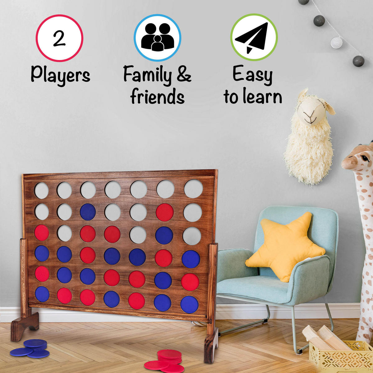 GESELLSCHAFTSSPIEL Ace 4 Gewinnt - Dunkelbraun, Holz (100/13cm) - Toyfel