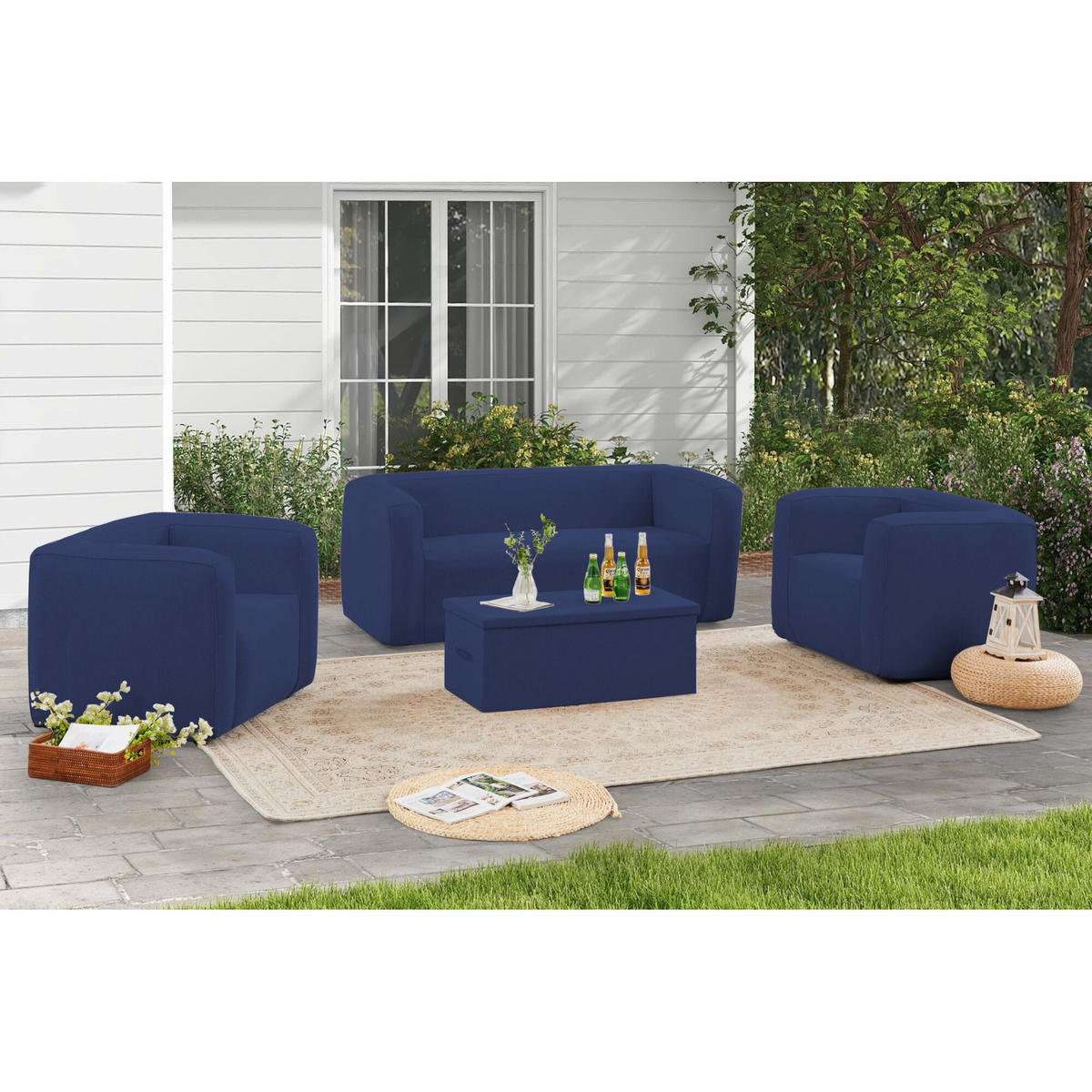 TRUHENTISCH - Öffnung nach oben - Innen und außen - Farbe Hellgrau - Hellgrau, Kunststoff (38.5/96/45.5cm) - Terracotta