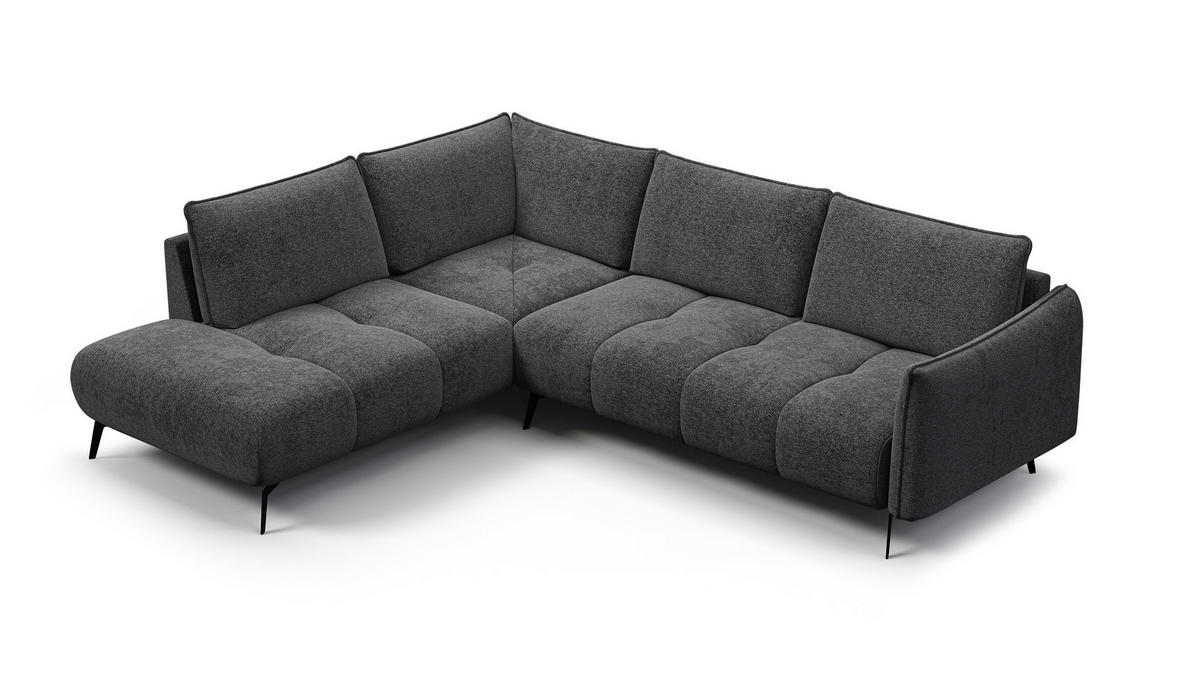 ECKSOFA AERA 5-Sitzer links, dunkelgrau - Dunkelgrau/Schwarz, Holz/Textil (268/206cm) - Courtois Laville