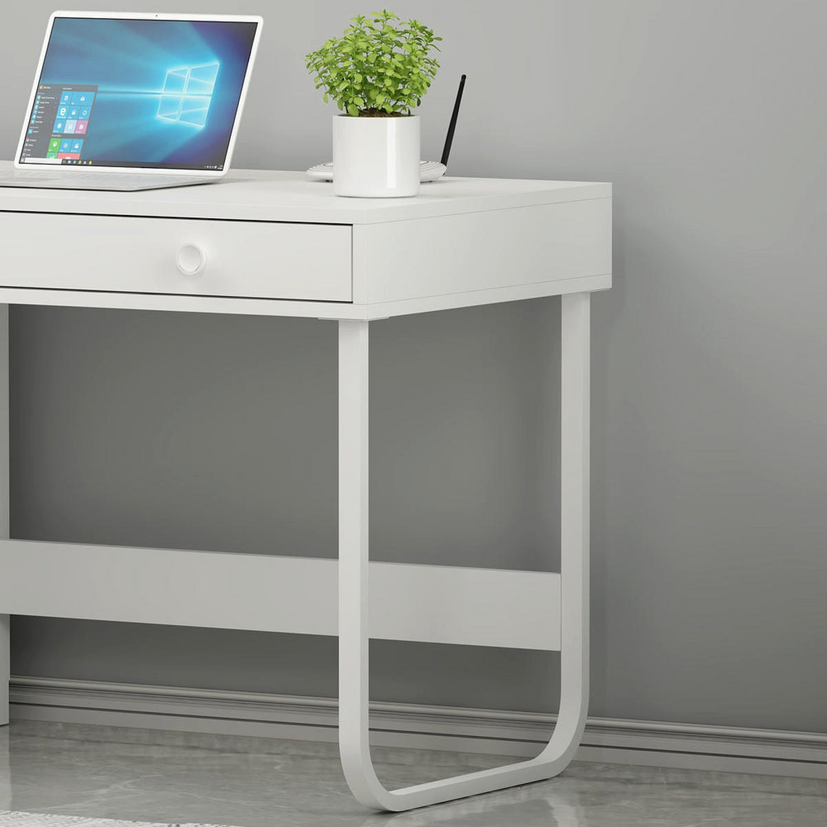SCHREIBTISCH Asil mit Metallfüße Weiß 9741 - Weiß, Holzwerkstoff/Metall (60/120/73.8cm) - moebel17