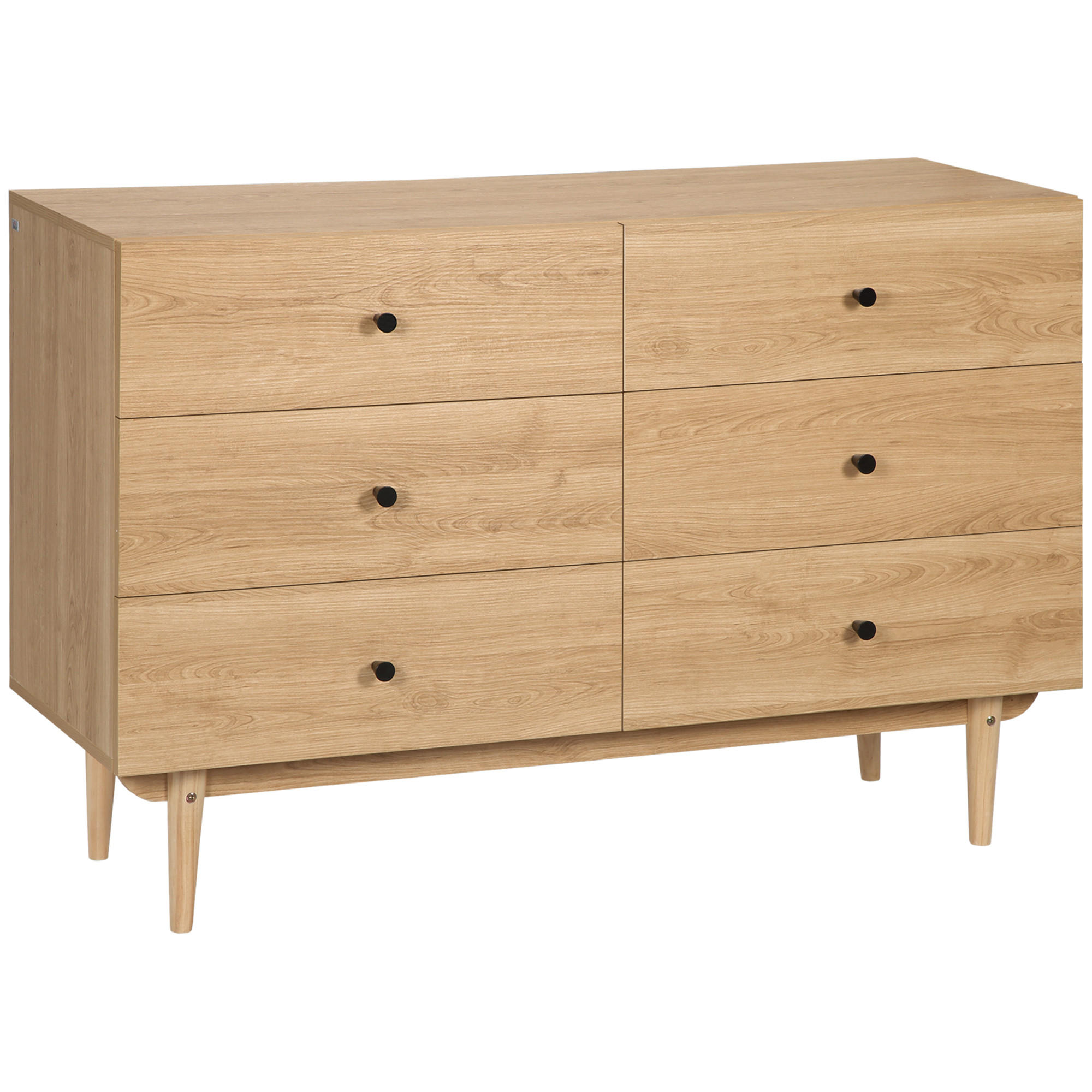 KOMMODE Holzfarben 120/40/80 cm mit 6 Schubladen - Braun, Holzwerkstoff (120/80/40cm) - PANGIVO