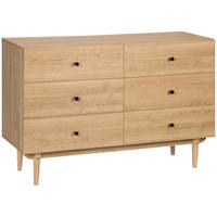 KOMMODE Holzfarben 120/40/80 cm mit 6 Schubladen - Braun, Holzwerkstoff (120/80/40cm) - PANGIVO