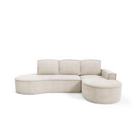 ECKSOFA MOLLY mit Schlaffunktion – Halbrund, freistehend, Liegefläche 140x207 cm, 3 Kissen, Curio-Stoff, 277x157x88 cm, Rechts, Beige - Beige, Holz/Textil (277/157cm) - DomoHome
