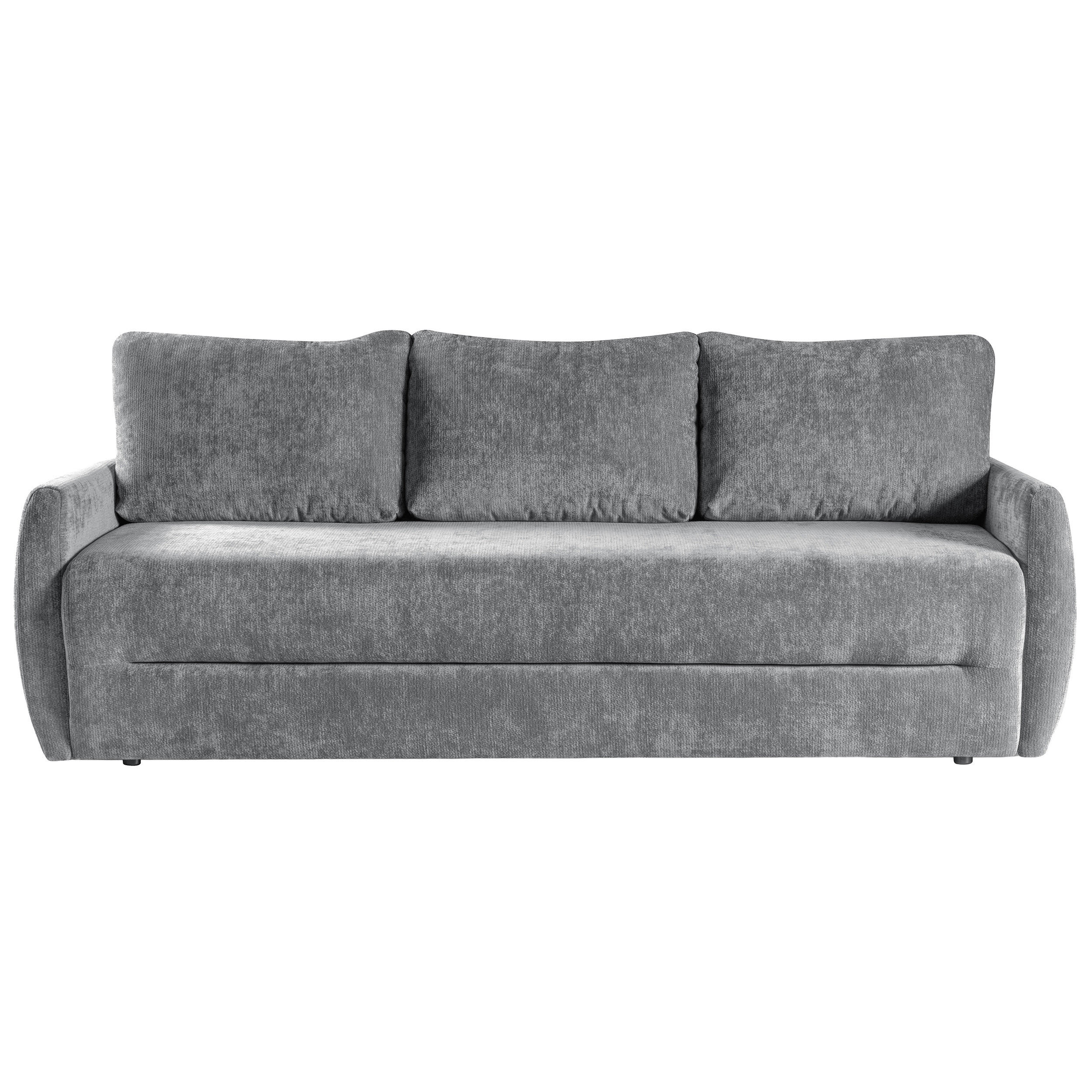 SCHLAFSOFA Piero 3-Sitzer mit Schlaffunktion, Grau - Grau, Textil (222/93/99cm) - Beautysofa