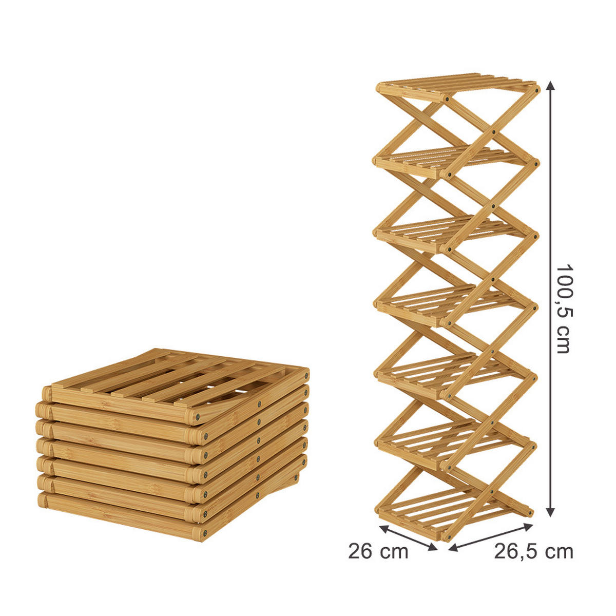 ORGANIZATOR ZA OBUĆU Ziggy Bambus 26 x 100.5 cm sa 7 pretinaca - zelena, drvni materijal (26/100.5/26.5cm) - Vicco