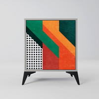 SIDEBOARD MAKESHIFT ARTISTRY, Grau, 57,5x42x70,5 cm, Schwarze Metall-Sternfüße - Multicolor/Schwarz, Holzwerkstoff/Metall (57.5/70.5/42cm) - SpaceRebels