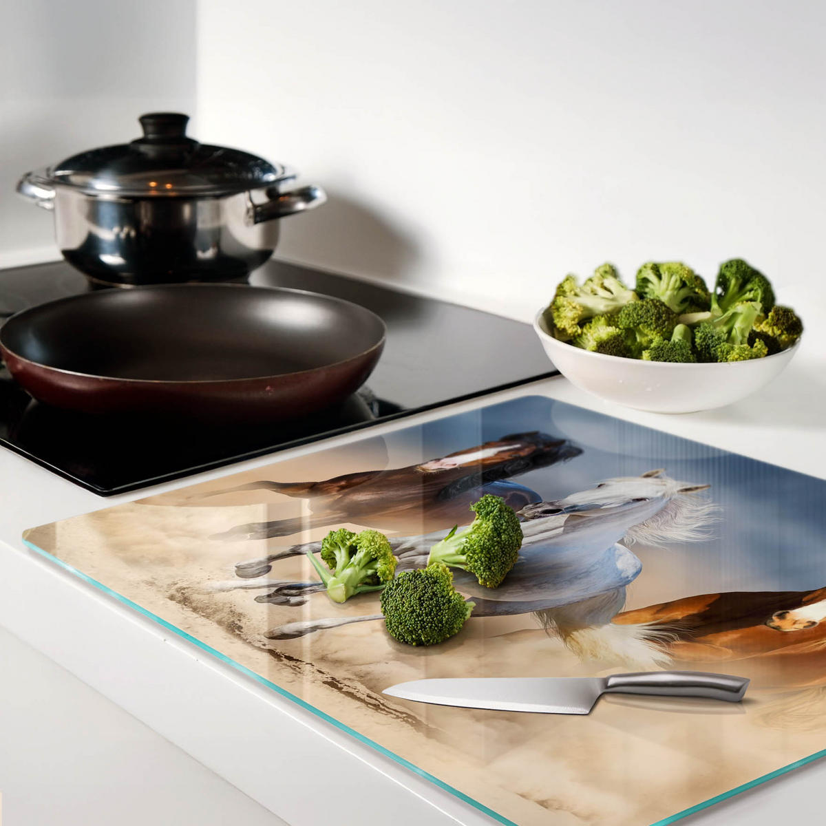 GLASPLATTE 60x52 cm Pferde in der Wüste - Sahara, Glas (60/52cm) - TULUP