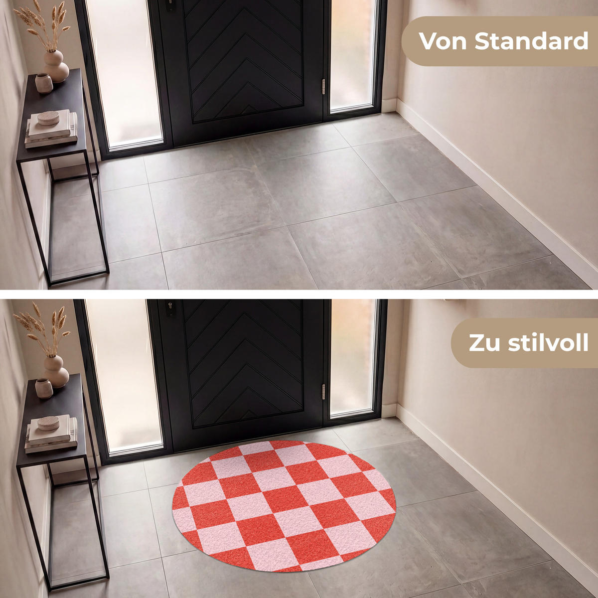 FUSSMATTE Schachbrettmuster - Rot - Rosa - Würfel Türmatte 120x120 cm - Rot, Kunststoff (120/120cm) - MuchoWow