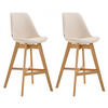 BARHOCKER 2er Set Lederlook creme - Eukalyptusholzfarben/Creme, Holz/Textil (48/112/56cm) - CLP