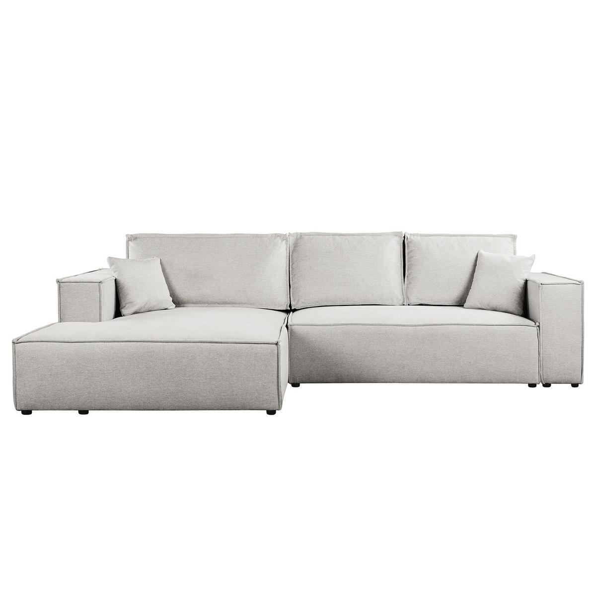 ECKSOFA mit Schlaffunktion - Longchair - Hellgrau/Schwarz, Kunststoff/Textil (294/185cm) - home24