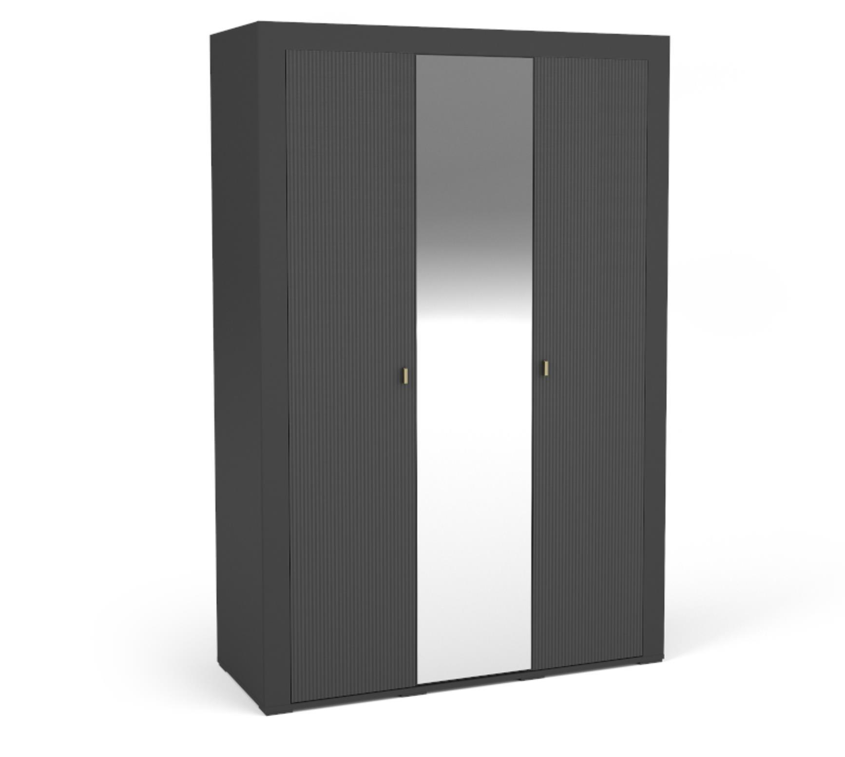 Bettso Kleiderschrank Schwarz 137x206x56 cm