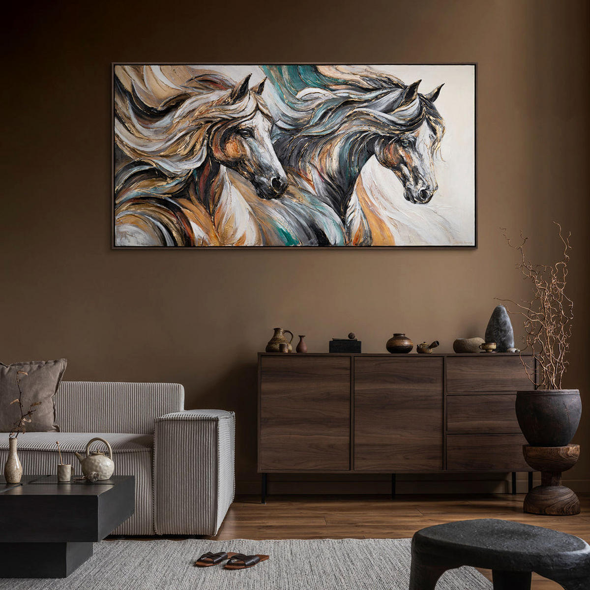 GEMÄLDE Bewegungsenergie Schattenfugenrahmen Grau 100x50 cm - Grau, Holz (100/50cm) - YS-art gallery