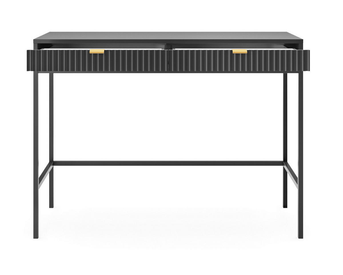 SCHMINKTISCH mit Schublade 104 cm Galla, Geriffelte Fronten, Schwarz + Gold - Goldfarben/Schwarz, Holz (104/77/50cm) - Emporius