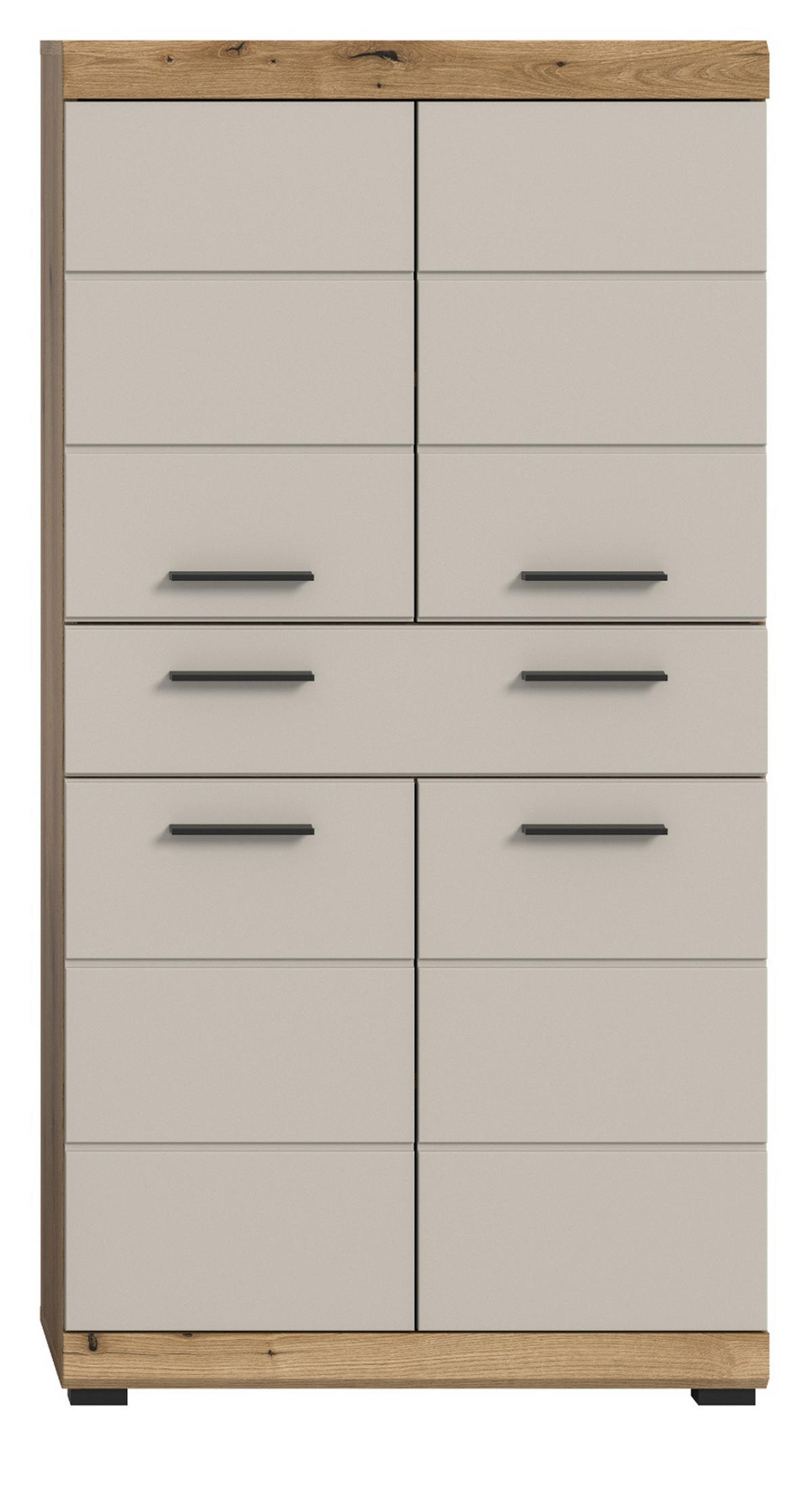 MIDISCHRANK Sand Kaschmir, Evoke Eiche, Badschrank 74 cm, viel Stauraum - Kaschmir/Eichefarben, Holzwerkstoff/Kunststoff (74/141/31cm) - Inn.Furn