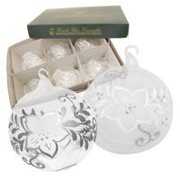 CHRISTBAUMKUGELN Frostige Blume Silberfarbig 8cm (Glas / 6 Stk.) - Silberfarben, Glas (8/8/8cm) - Krebs Glas Lauscha