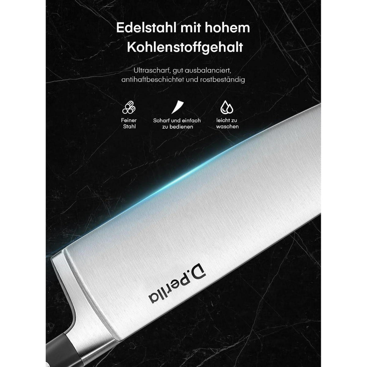 MESSERBLOCK Set 6-teilig Edelstahl Schwarz - Schwarz, Metall