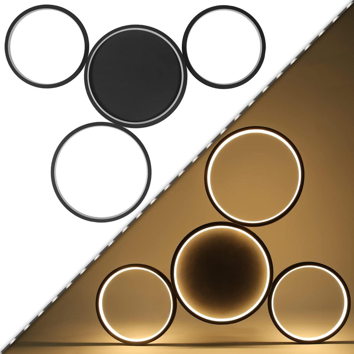 LED-DECKENLEUCHTE Carina 61.5/46.5/6 cm - Schwarz, Metall (61.5/46.5/6cm) - Nettlife