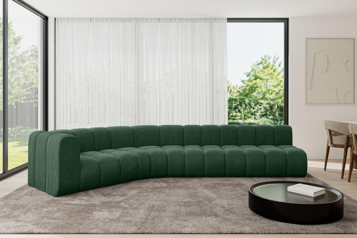 ECKSOFA modulares Sofa Karex-L2 - 399x194x70 cm Grün - Grün, Holzwerkstoff/Textil (399/194cm) - ALTDECOR