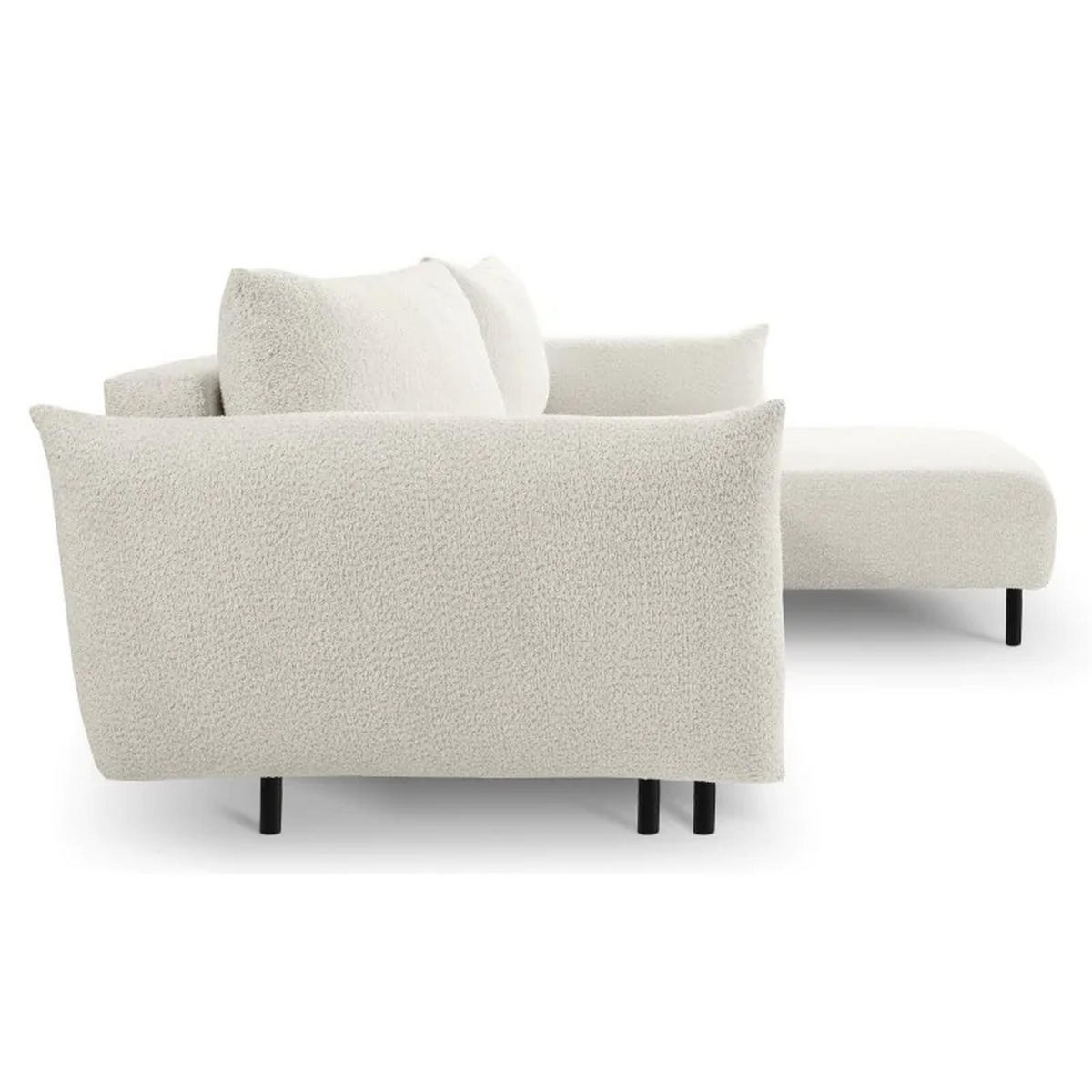 ECKSOFA DELI, Eckcouch in L-Form mit Schlaffunktion und Bettkasten, Farbe: Beige, Bouclé-Stoff, Ottomane Rechts - Beige, Textil (257/171cm) - Sepro Meble